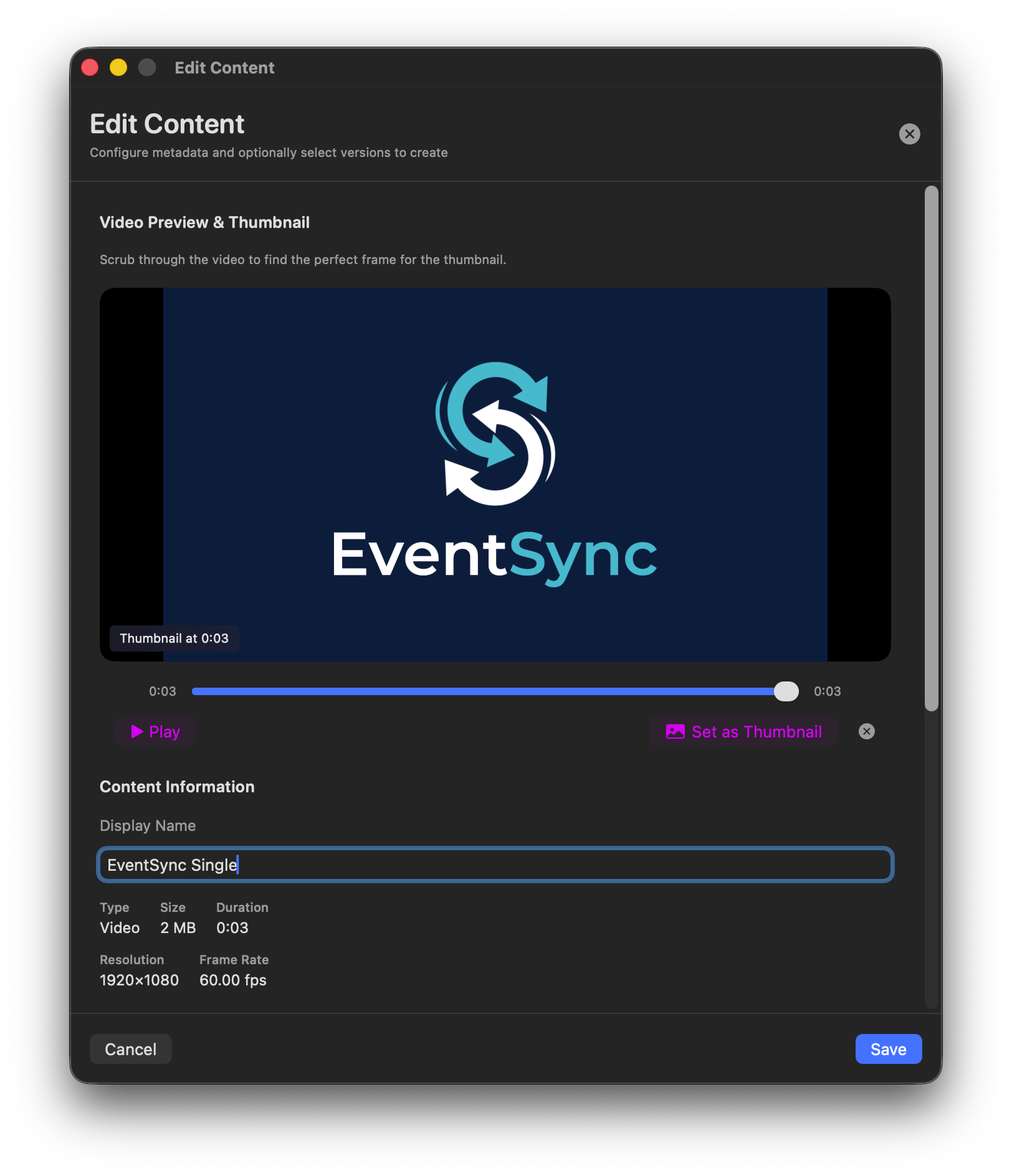 Thumbnail selected