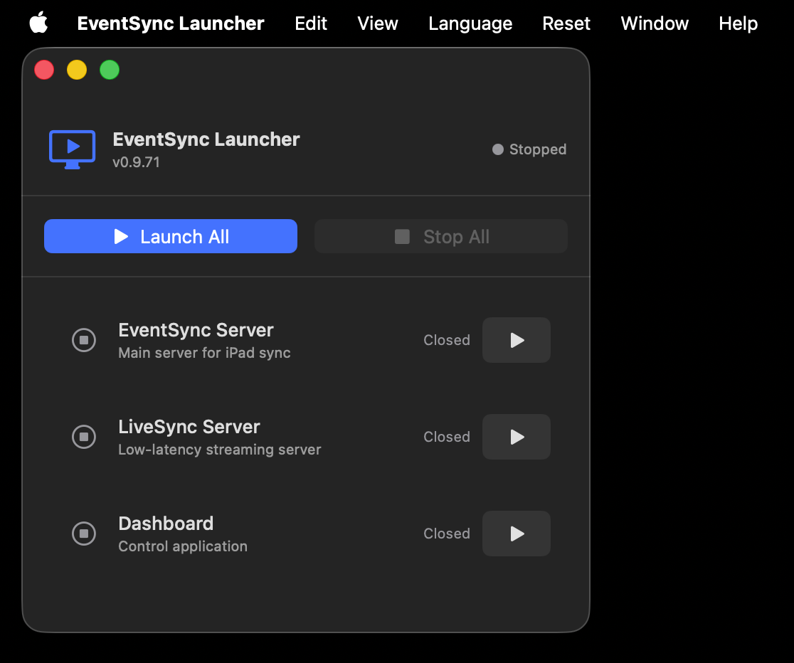 Launcher idle, all services stopped