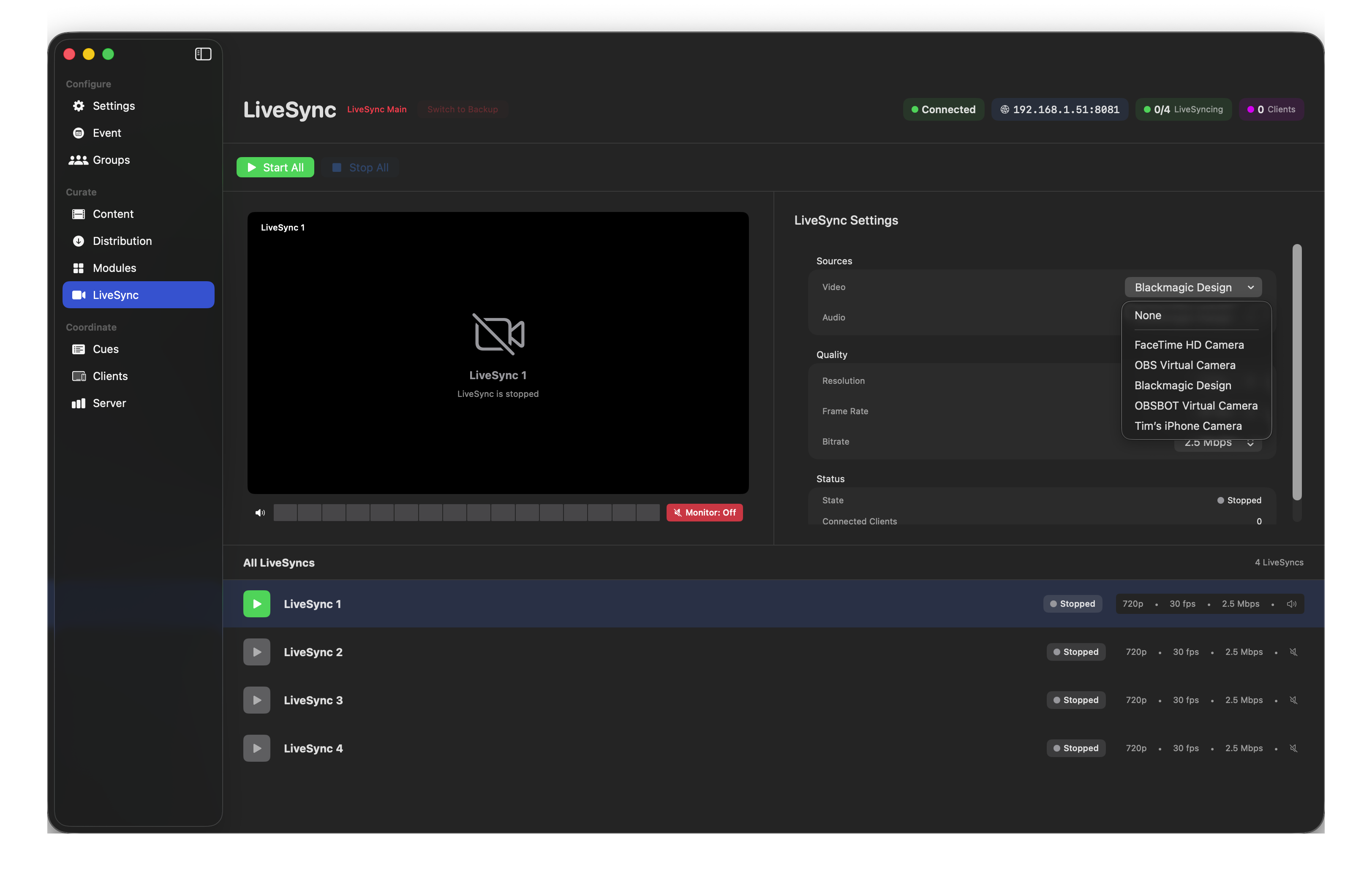 Video sources